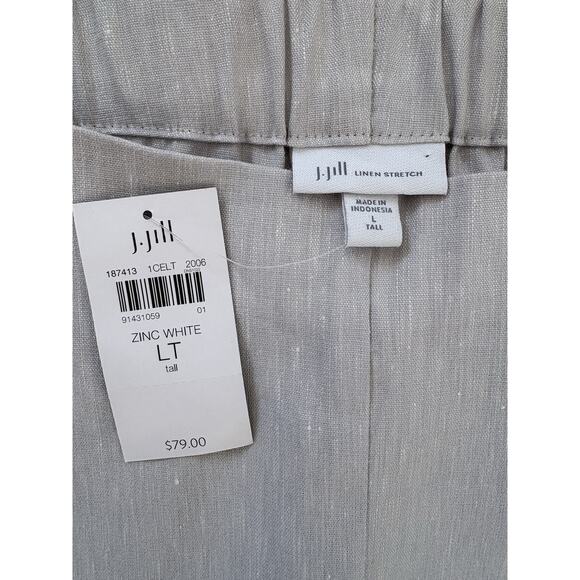 J JILL Stretch Trouser Crop Pants Linen Viscose L Tall Gray Career Minimalist - Picture 2 of 11